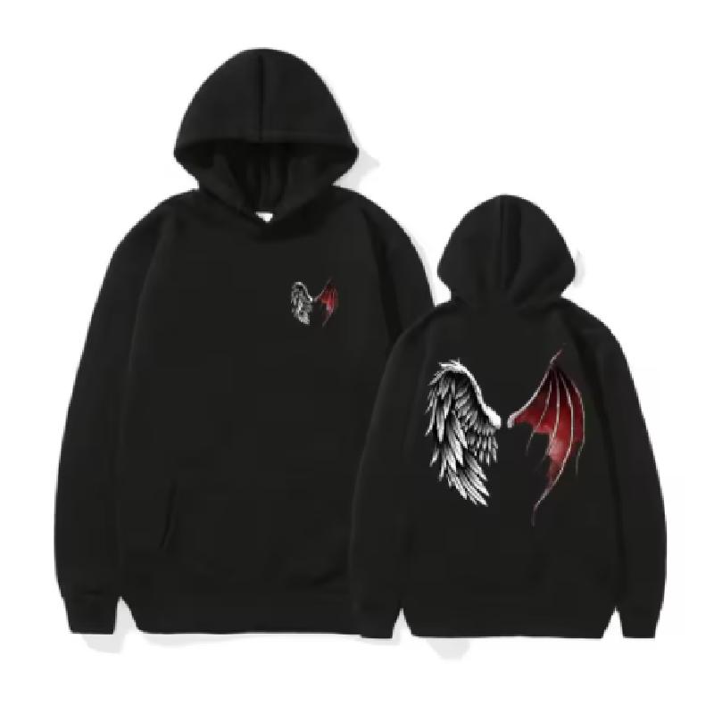 Mikina Lucifer Wings svetr s kapucí Devil Angel Wings Nebe a peklo Tip na dárek pro ženy Fleece svetr s kapucí Sportovní mikina
