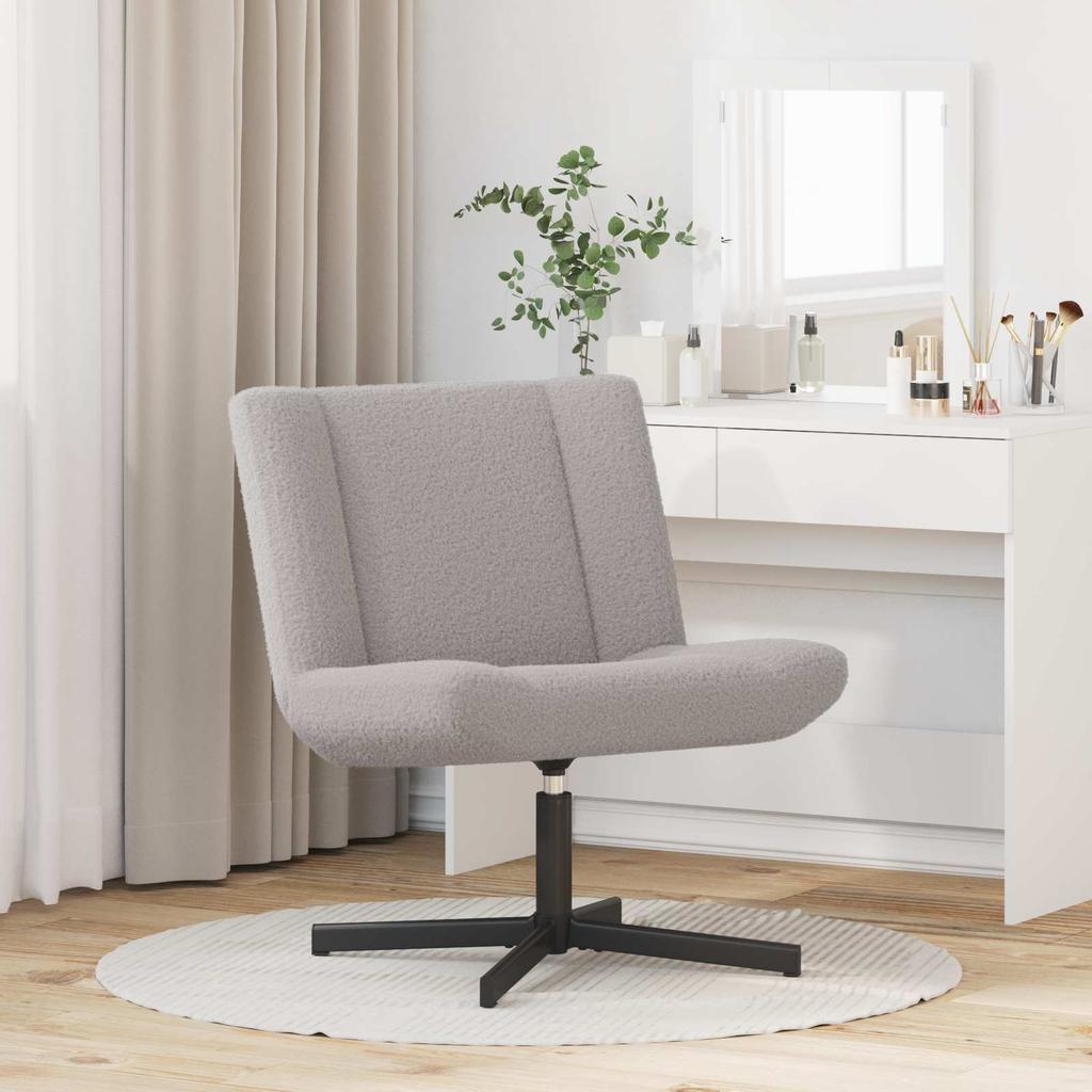 Swivel Chair Light Grey 63 x 75 x 76 cm Sheepskin Leather