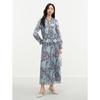Juzui Women's Elegant Printed Pleated Tie-Neck Top