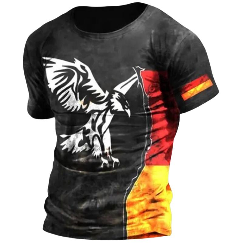 Germany Eagle Print Trička Pro muže Léto Prodyšný Polyester O Krk s krátkým rukávem Volné tričko Tričko Vintage Pánské tričko 3XL