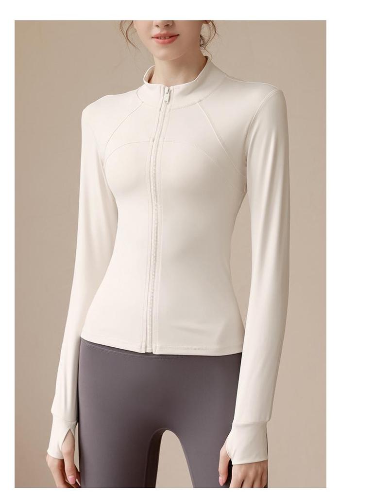 Women's Slim Fit Zip-Up Long Sleeve Yoga Top for Running & Fitness