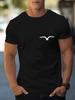Unisex Crew Neck Tee Minimal Seagull Chest Silhouette Print Short Sleeve Oversized Male Daily Casual Soft Breathable Basic Wear Top