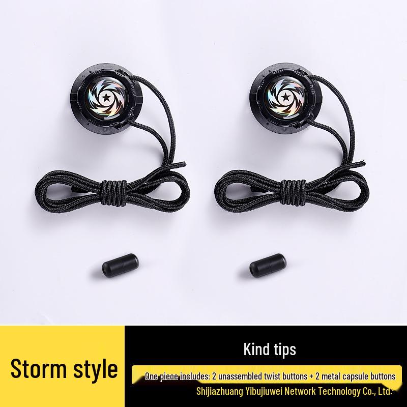 Forgatható gombos lusta fűző nélküli sport futócipő vastag fekete-fehér fűzővel