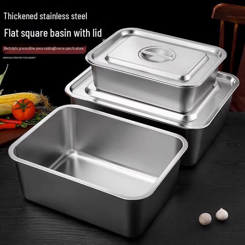 304 Stainless Steel Rectangular Food Pan with Lid