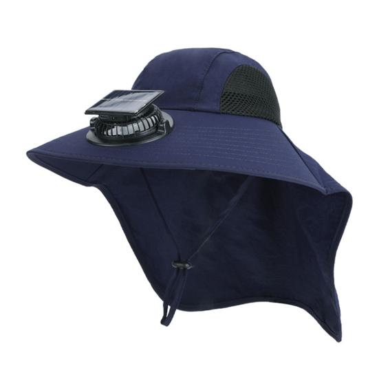 Solar Fan Hat Wide-Brimmed Shawl Fishing Hat with Dual-Power Fan Design Solar USB Charging UV-Protection Outdoor Hat