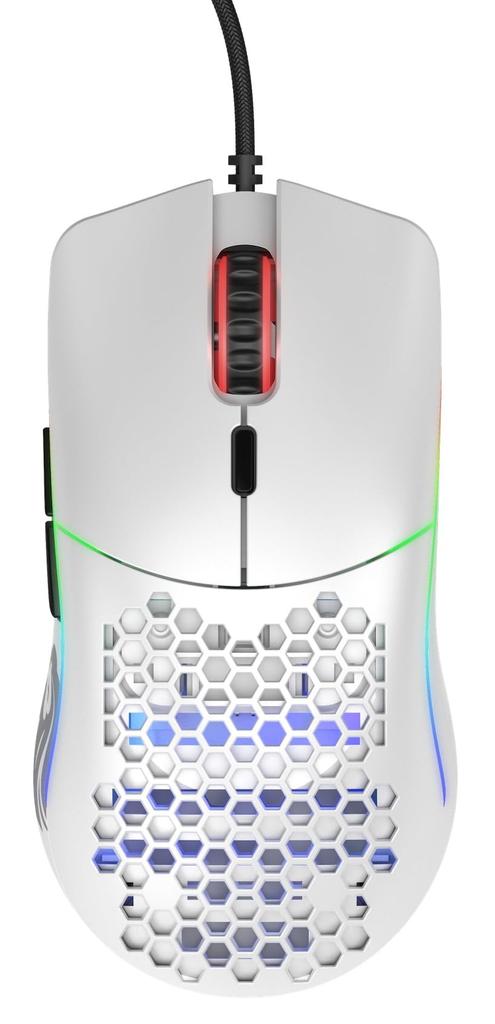 Glorious Model O Gaming 6 Programmable White Mouse, White, Wired, Lightweight, RGB, Buttons, USB, (58g)
