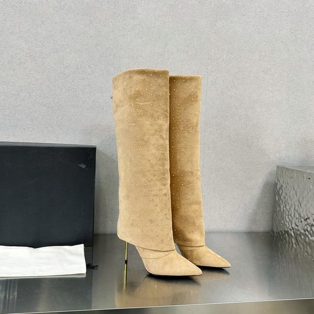 2023 Женские замшевые ботинки с кристаллами 40 чёрный — фото 8