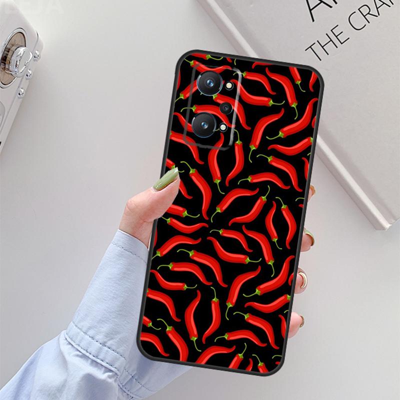 

Red Chilli Pepper Pattern For Realme C67 C61 C75 C55 C53 C51 C21Y C25S GT 6 6T 5 GT7 Pro 10 11 12 13 14 Pro Plus Case Realme 12 Pro