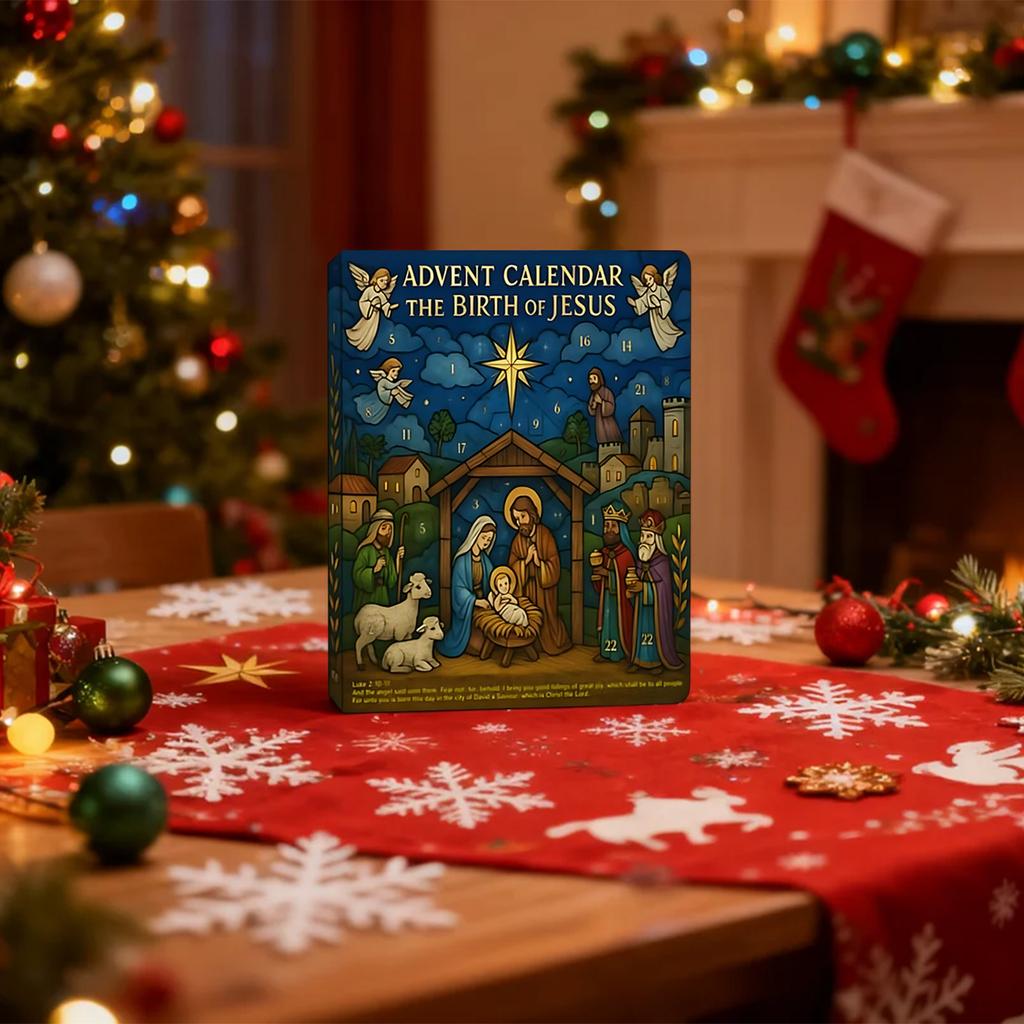 2D Letadlo Adventní kalendář, Odpočítávání do Vánoc pro rodiny, Náboženský sváteční kalendář s denními zamyšleními, Perfektní vánoční dárky pro věřící