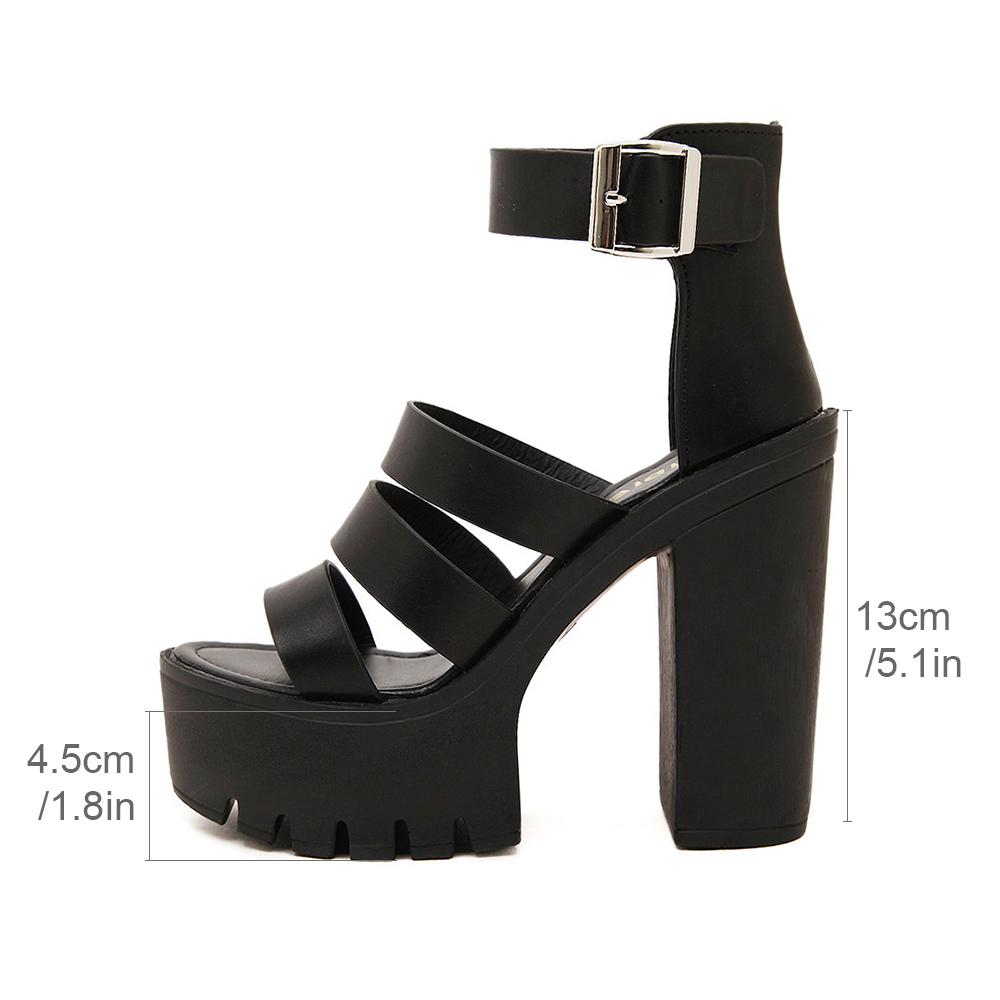 High Heel Sandals for Women Open Toe Thick Heel Wedges Platform Shoes Fashionable Heeled Sandals Ankle Buckle Strap Increased
