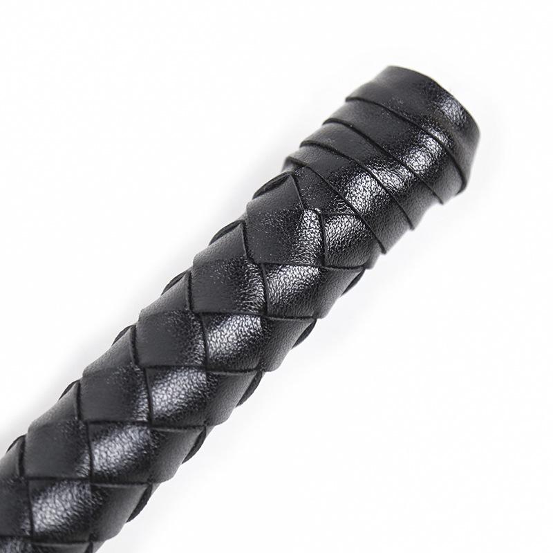 Black Hand-woven Leather Whip - 120cm Erotic Snake Horsewhip for Teaching and BDSM