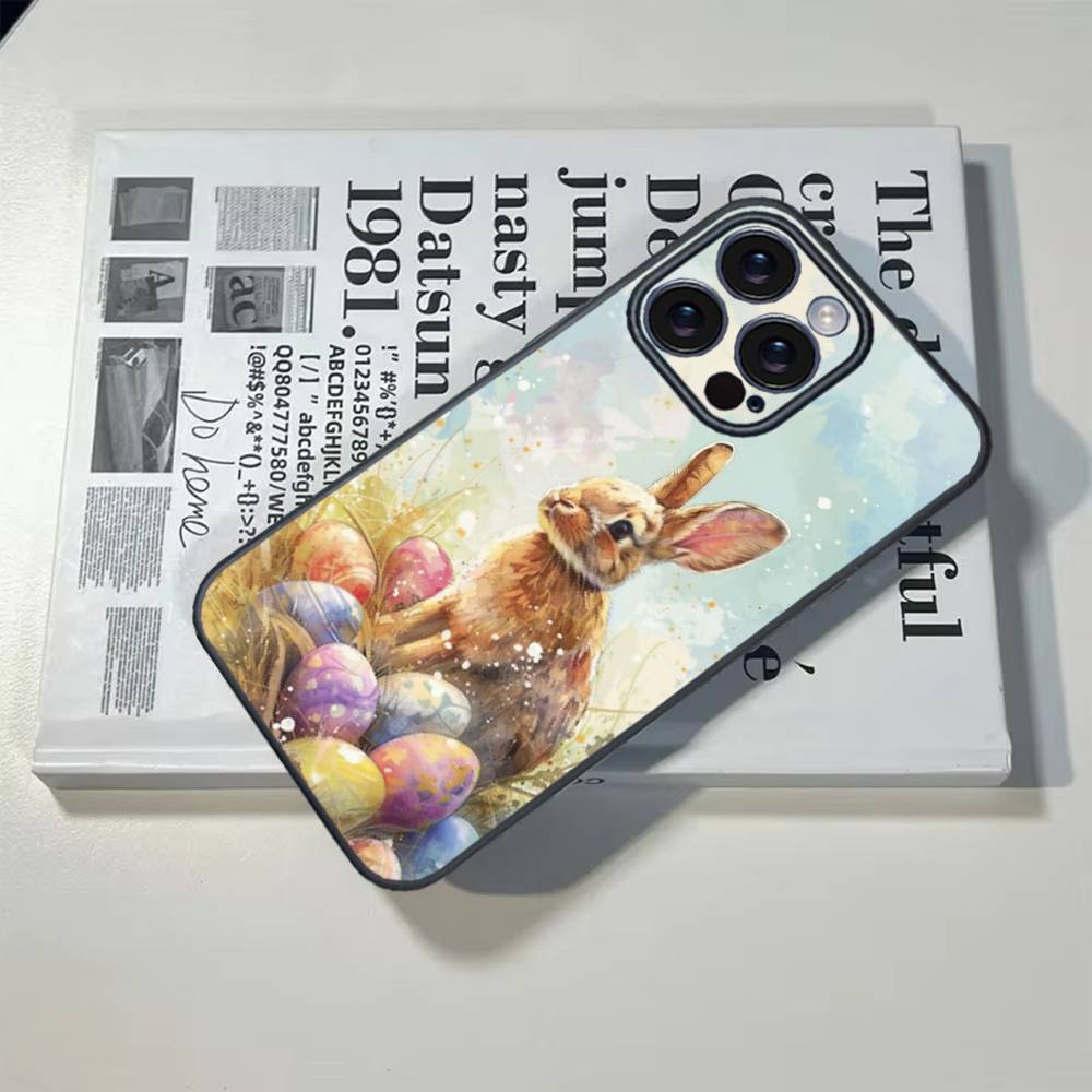 1PC Easter Bunny Eggs Phone Case For iPhone 16 15 14 13 12 17 PRO MAX PLUS Mini TPU Soft To Skin-friendly Case