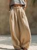 2026 Women's European American Spring/Autumn Casual Loose Pants with Pockets, Elastic Waist, Solid Color