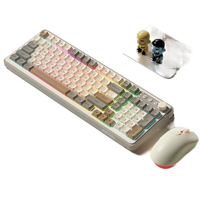 Women's Wireless Bluetooth Mechanical Keyboard & Mouse Set with Brown Switch Feel for Office and Gaming