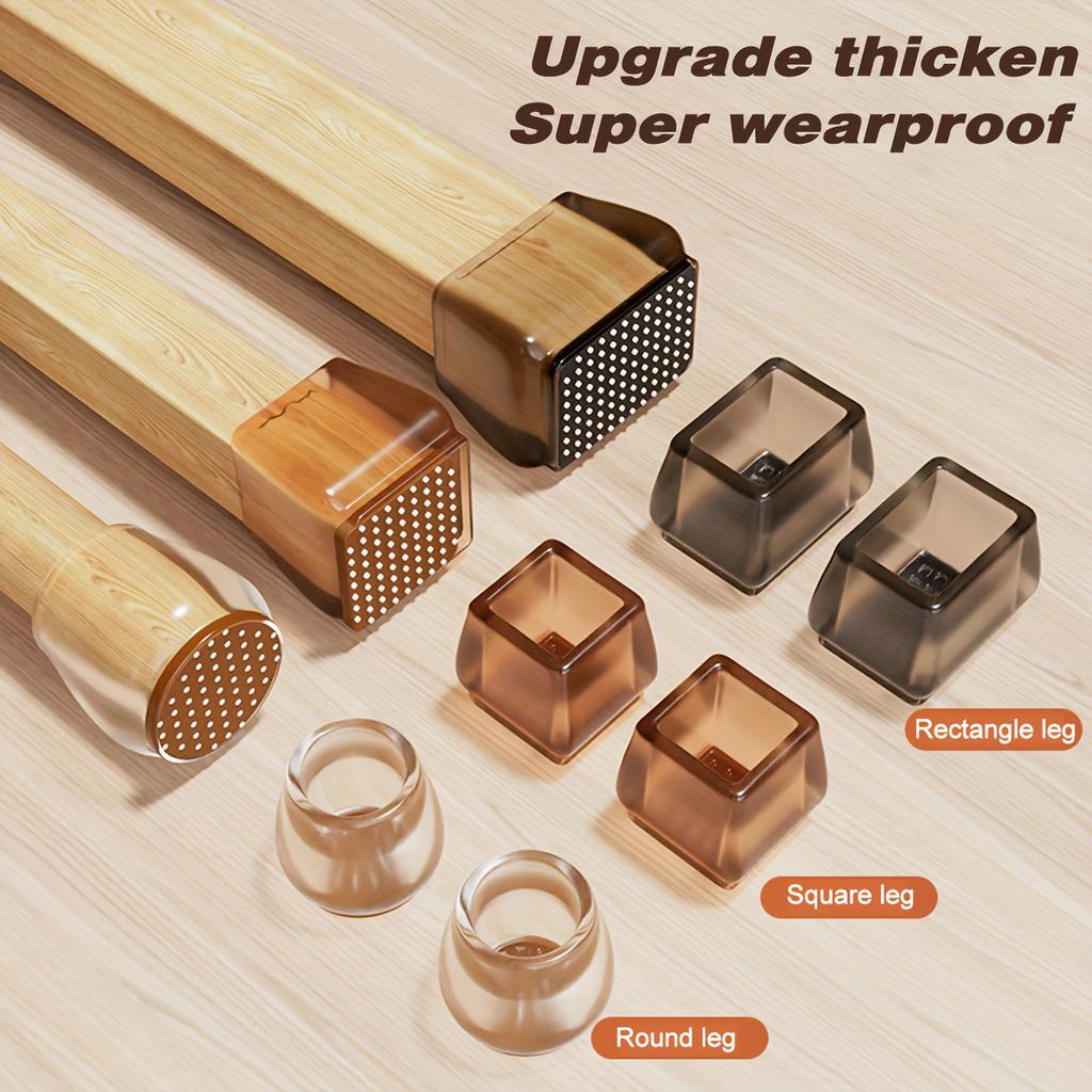 Upgrade Thick Super Wearproof Anti-Slip Granule Chair Leg Caps - Fit 0.79-1.18inch To 1.57-1.97inch Diameters and Widths - Plastic -Silent and Durable