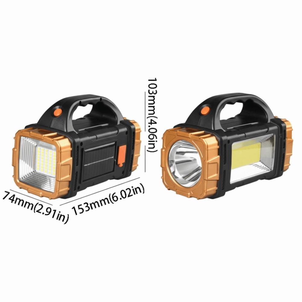 Solar Rechargeable LED Flashlight USB Rechargeable Portable Searchlight  Emergency Use
