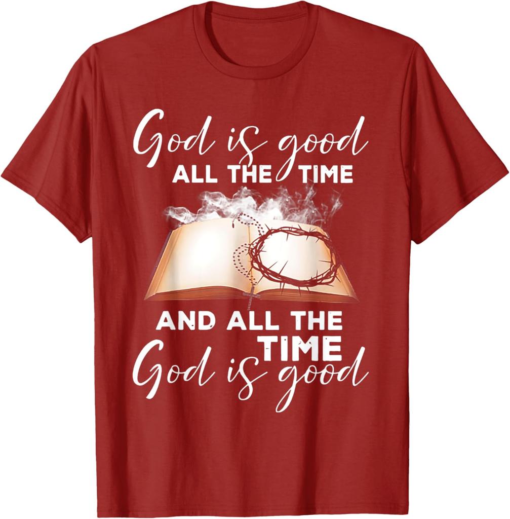 God Is Good All The Time Christian Bible Graphic T-Shirt Men Casual Cotton Short Sleeve Tee