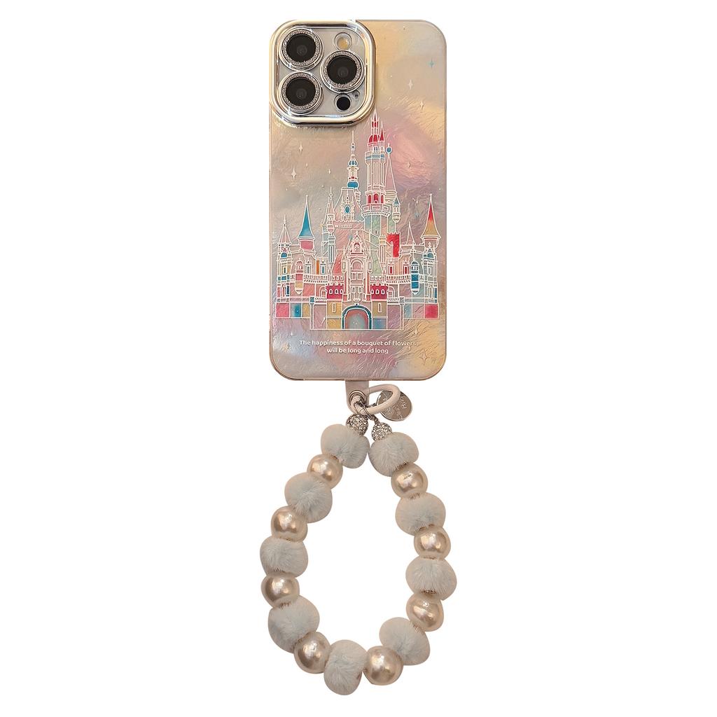 Fantasy Ins Colorful Castle Apple 17 Mobile Phone Case Iphone16 Suitable for 14pro Max Plush Chain 13 Full Package