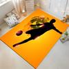Soccer Player Silhouette on Orange Abstract Art Carpet Design Suitable for use as an anti-slip for living room bedroom sofas