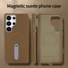 Suede Magnetic Wireless Charging Protective Phone Case with Metal Stand for Galaxy S24 Ultra/ S25 Ultra, Metal Camera Protection