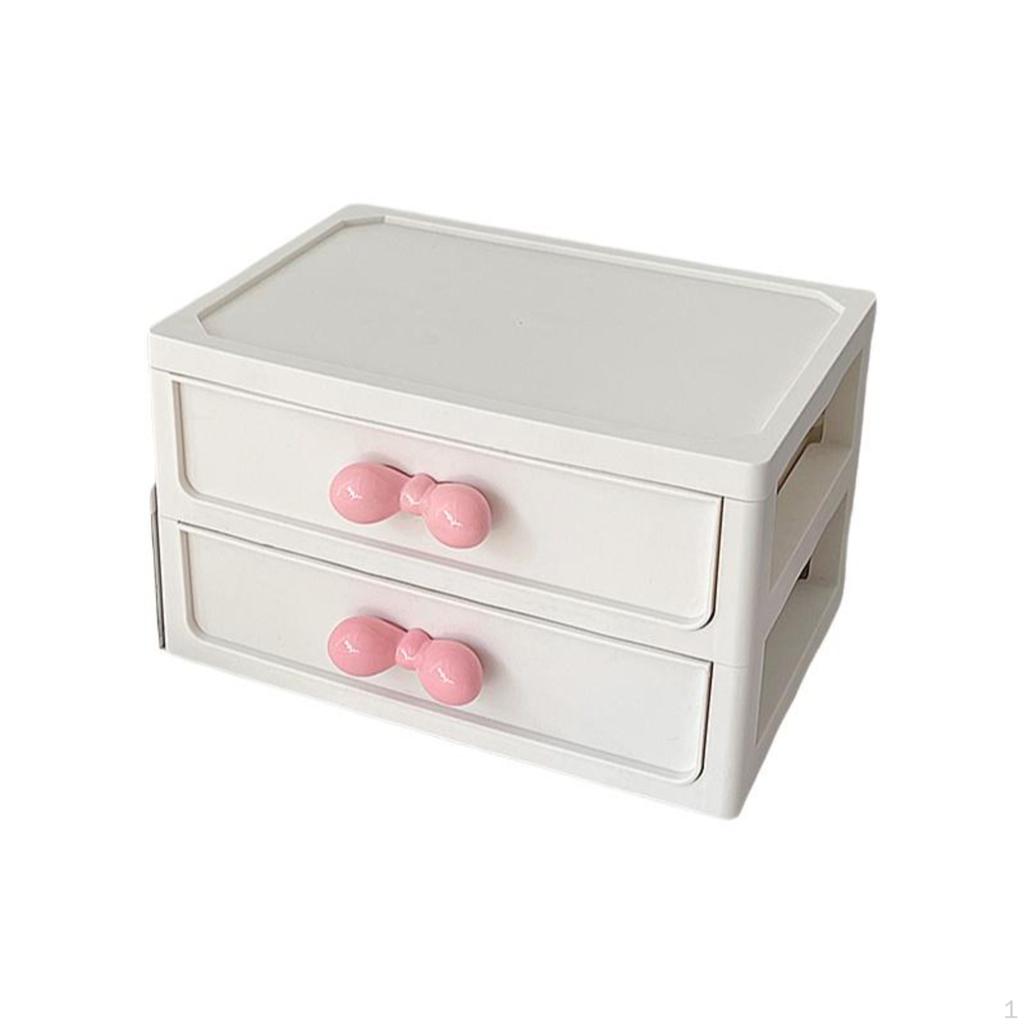 Desk Organizer, Drawer Design Storage Box, Multitier, Office, Dormitory, Stationery Holder Pink with