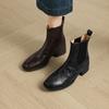 Fashion NEW Autumn Women Boots Genuine Leather Shoes for Women Round Toe Chunky Heel Shoes Slip-on Chelsea Boots Handmade Daily Shoes