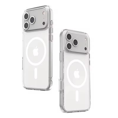 Stoßfest Für Magsafe Transparent Magnetisch Kabellose Ladehülle Für iPhone 17 Air 17 Pro Max Hybrid Harte Acryl Rückseite Bumper
