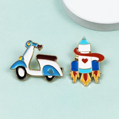 Creative Cartoon Vehicle Electric Car Brooch - Cute Backpack Decoration Badge