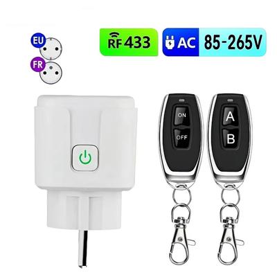 Prise Commutateur Télécommandée Intelligente Sans Fil 220V 4000W 15A Prise Universelle EU FR Télécommande Marche Arrêt Prises Électriques pour Éclairage