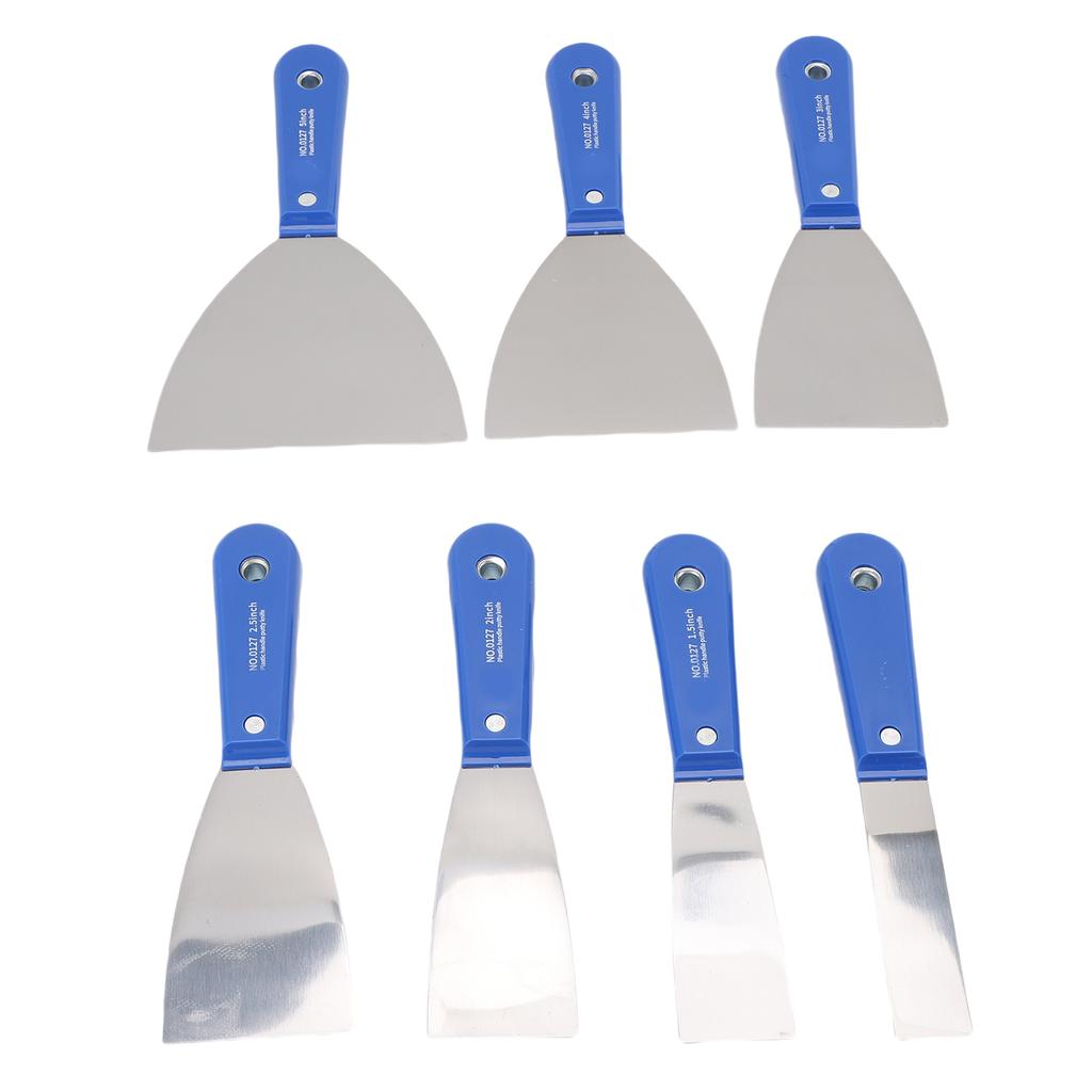 7PCS Putty Scrapers Carbon Steel Spatula Set with Storage Bag for Applying Plaster Repairing