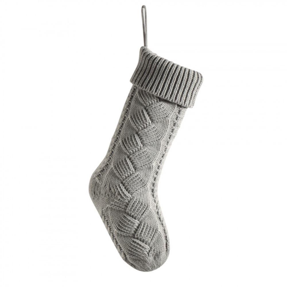 Yarn Knitted Christmas Socking Solid Color Christmas Gift Bag Xmas Tree Hanging Ornaments Holiday
