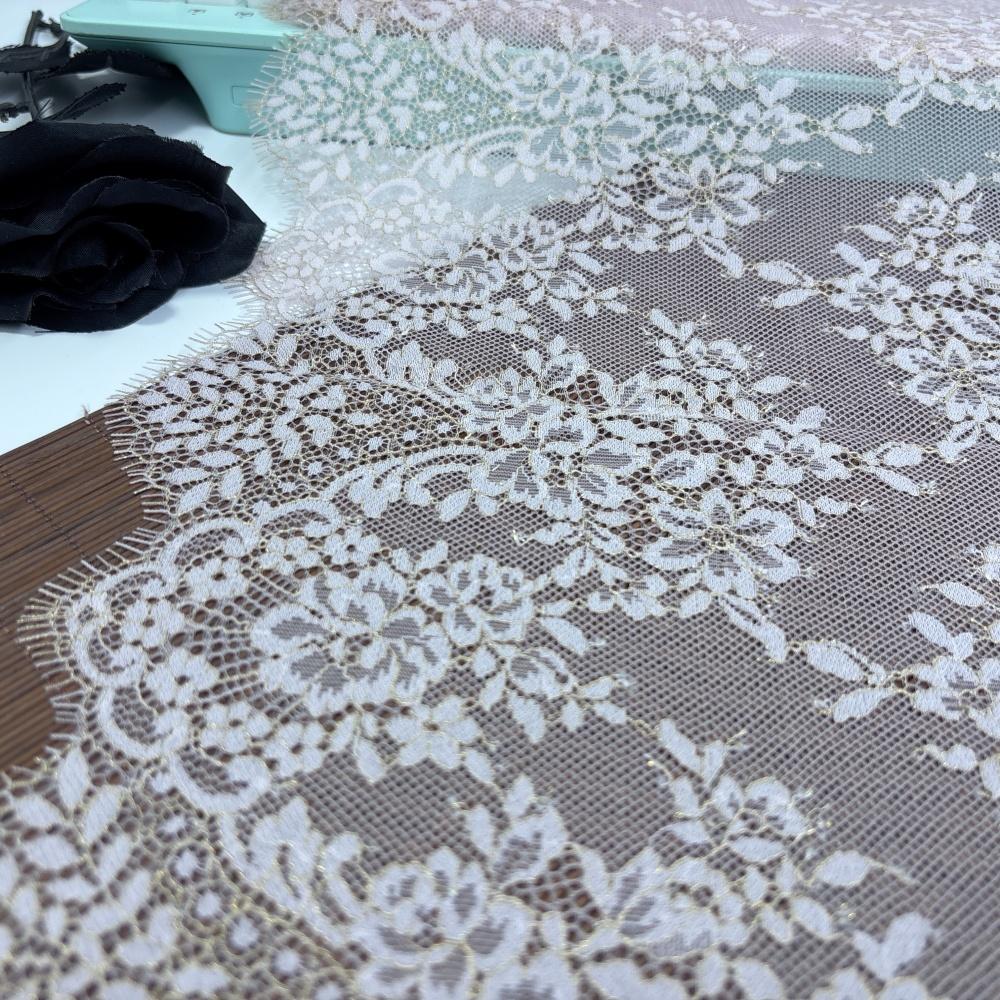 3m x 31.5cm French Chantilly Lace, Non-stretch Corded Eyelash Lace Fabric for Sewing, Bra, Underwear, Lingerie, Dress, Garment, Crafting