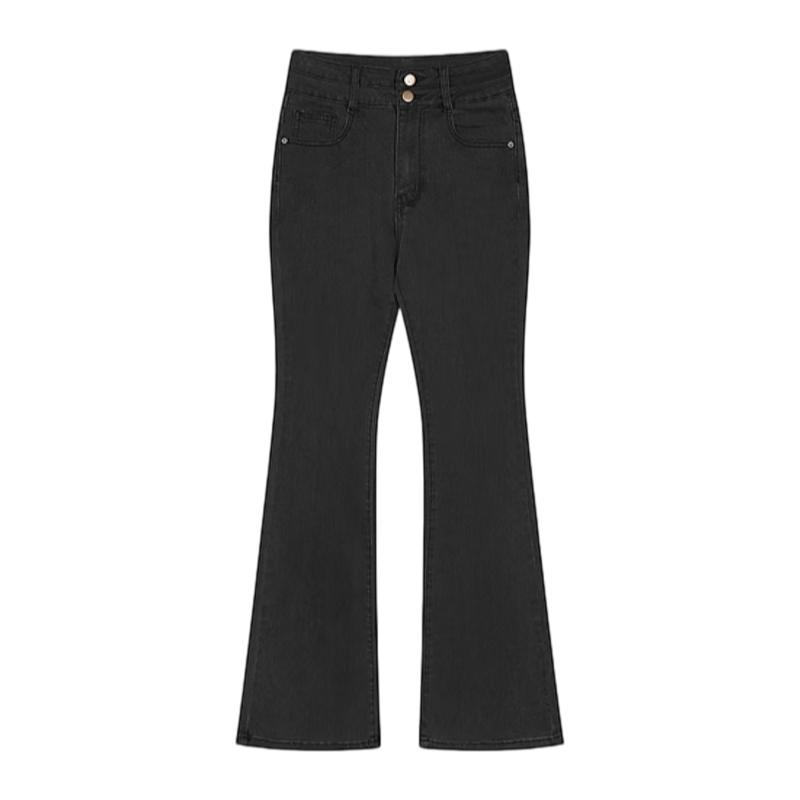 TonLion 2025 Autumn Winter Women's Slim Fit Two-Button Flared Denim Pants