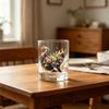 Cute Cat Floral Glass, Juice Coffee Cup, Milk Tea Glass Mug, Artistic Whiskey Coffee Mug for Home Bar, Gift for Cat Lovers
