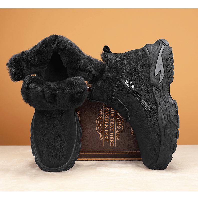 Pánské zimní vysoké nepromokavé sněhule s hřejivou sametovou podšívkou pro outdoor, protiskluzové a pro horolezectví.