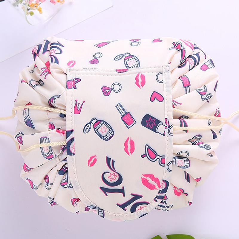 Large Capacity Waterproof Nylon Makeup Bag - Portable, Odorless Cosmetic Organizer with Drawstring Closure, Ideal for Travel & Everyday Use