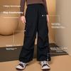 ASK JUNIOR Girls' Pants, Spring 2026 Outdoor Fashion Sports Pants, Mosquito-Repellent Trousers, Cargo Paratrooper Pants, Black, Size 160
