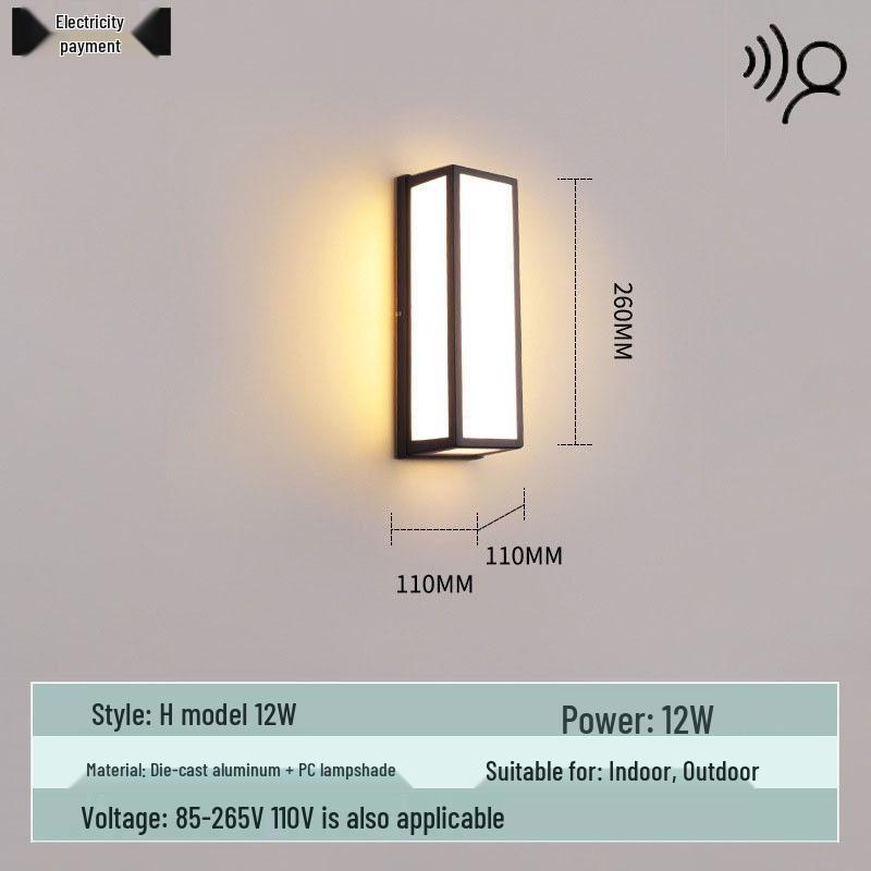 Waterproof Minimalist LED Wall Light with Smart Sensor for Outdoor Use