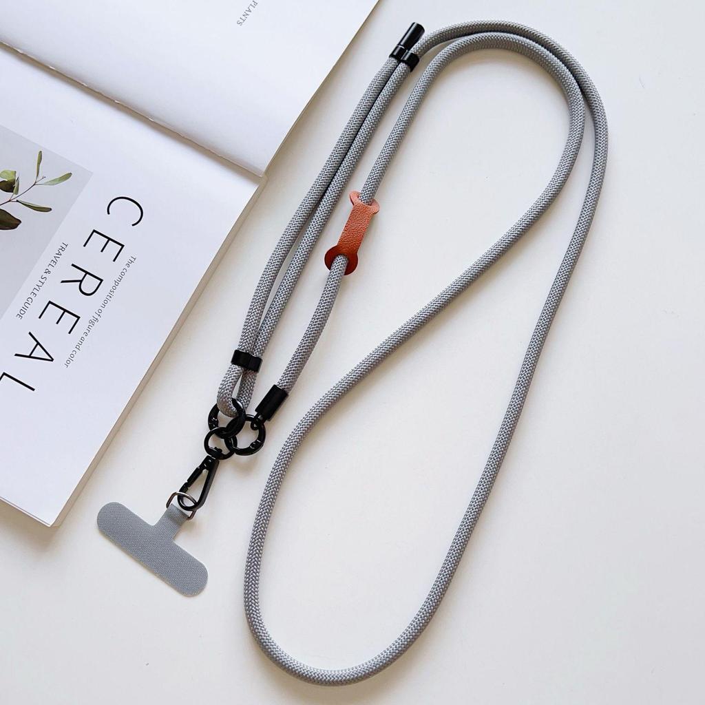 7mm Phone Lanyard Crossbody, 1.5m Adjustable Anti-Lost Neck Strap with Colored Chain and Leather Tag.