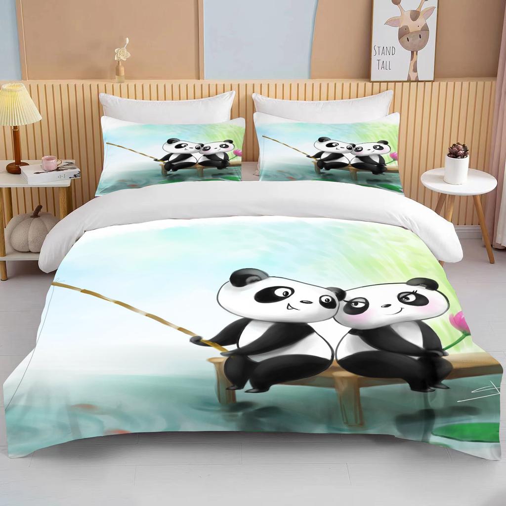 10 sizes CutePanda Bedding 3 Piece Set king size double bed bedding set microfiber or polyester duvet cover set  bedroom bed set