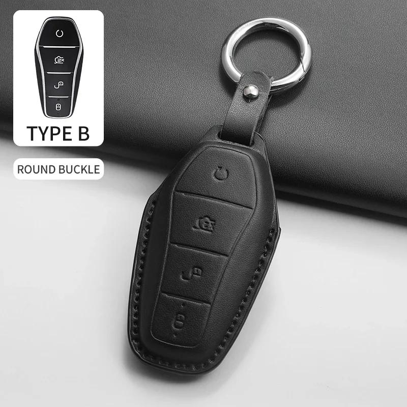 PU Leather Car Key Case Cover Holder Keychain Protective Shell for BYD Formula Leopard Super 5 Super 8 Super 3 9 Remote Key