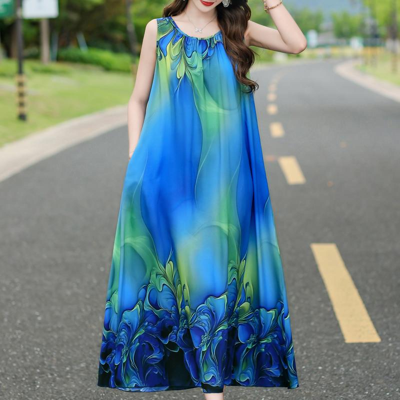 

Elegant Women s Dresses Summer Vintage Clothes Casual Sleeveless Long Dress 5XL