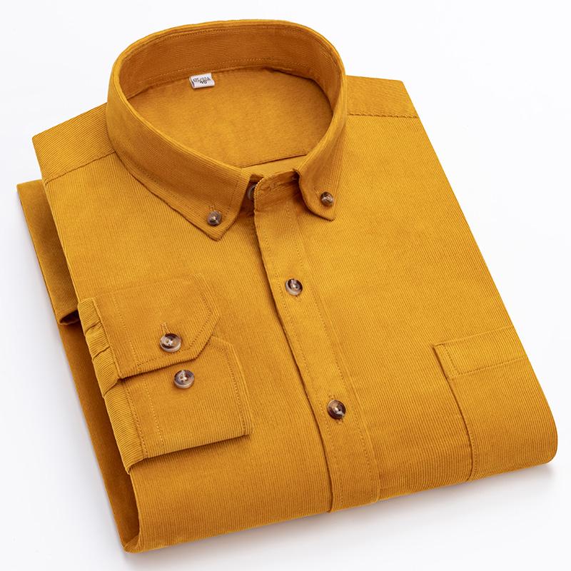 Winterhemd aus 100 % Baumwolle, Cord, für Herren, warm, langärmelig, normale Passform, pflegeleicht, bequem, für Herren, Büro, Outdoor, Kleidung, solide