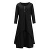 Plus Size Women Maxi Dress Irregular Layered Hem Round Neck Ninth Sleeves with Pockets Loose Beach Dress Solid Color