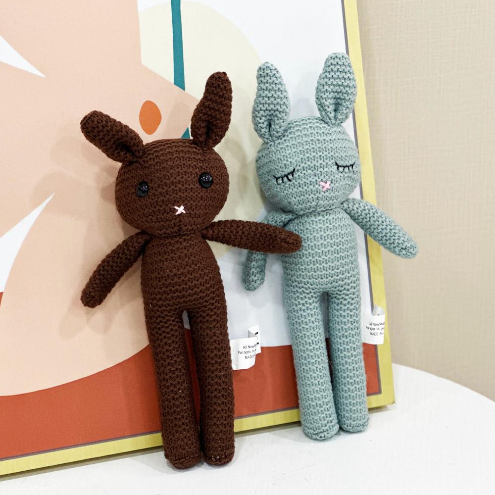 Cute And Charming Cartoon Knitted Animal Plush Doll Rabbit Owl Fox Bear Plush Toy Home Decoration Sleep Soothing Present Designed For Boys Plus Girls