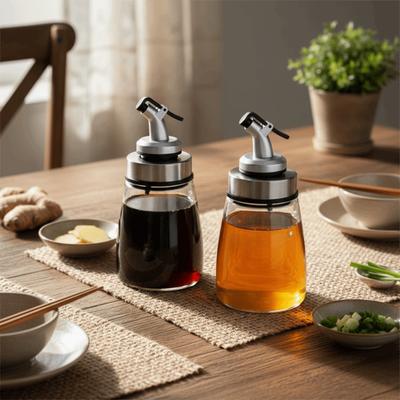 2PCS Refillable Glass Oil Bottle 160ML Kitchen Soy Sauce Bottle Vinegar Bottle  Dinning Table