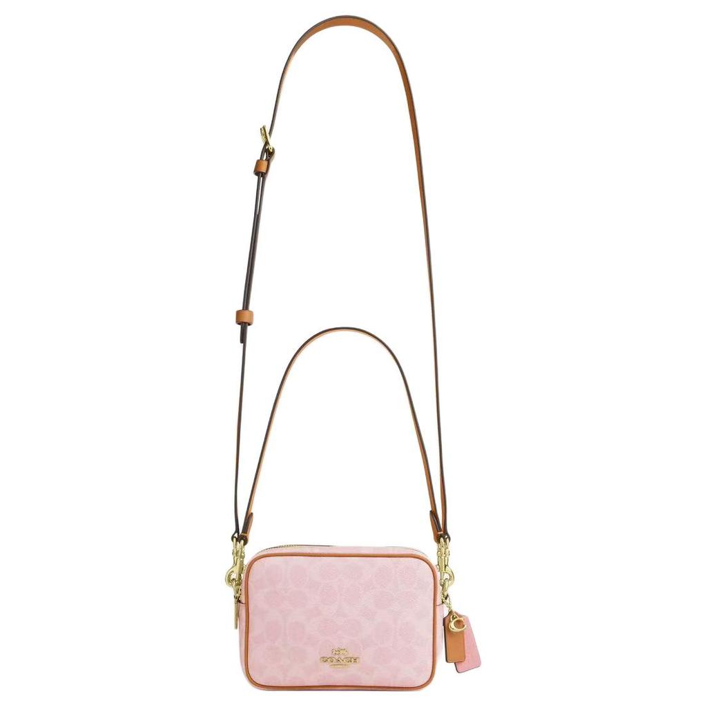 Coach Carey 18 Valentines Day Limited Edition Monogram Double Zipper Backpack Women Shoulder Bag Pink CEK74-IMPO