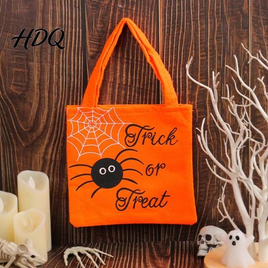 School Activity Pouch Halloween Candy Bag Non-woven Fabric Trick or Treat Tote Bag with Pumpkin Kids Holder Ghost Patterns Large Capacity