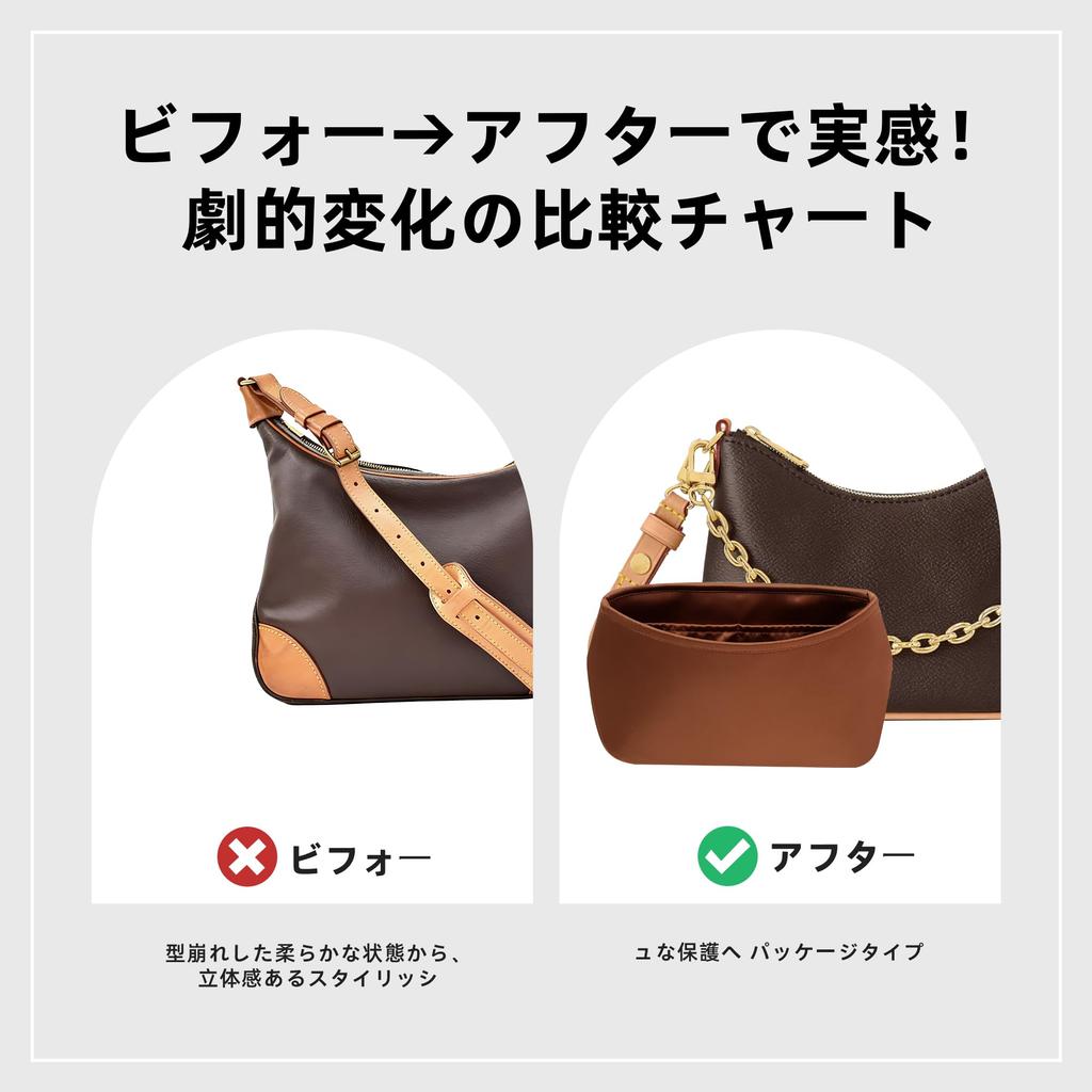 DGAZ Boulogne Nano Bag Inner Bag, Bag Organizer, Made of Premium Silk Satin Fabric, with Multi-Function Pockets, Compatible with Boulogne Nano (Gold)