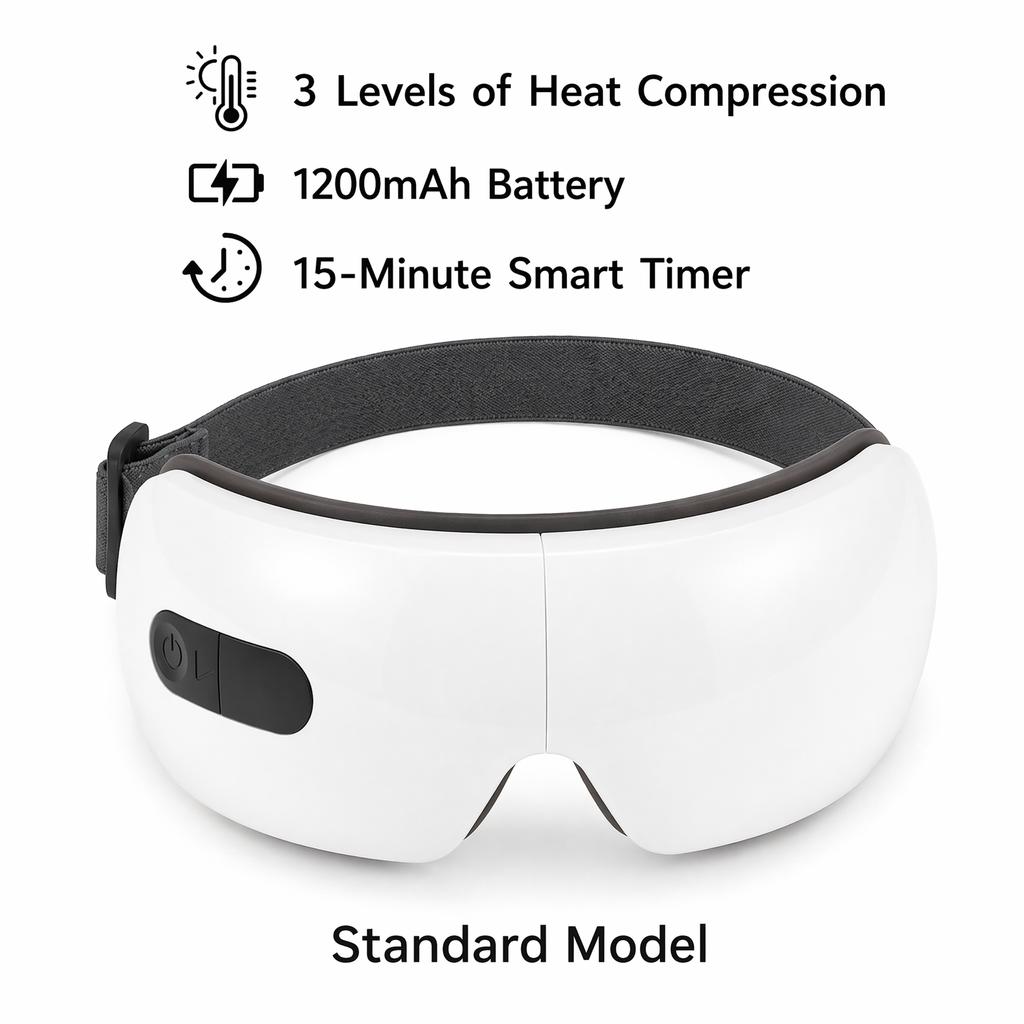 Smart Eye Massager with Heat Compression Vibration Massage Foldable Eye Care Device 1200mAh Rechargeable Eye Relaxation Mask 3 Levels of Hot Compress